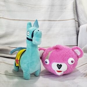Fortnite Blue Blue Llamacorn & Pink Cuddle Team Leader Plush Bundle 2019 Russ